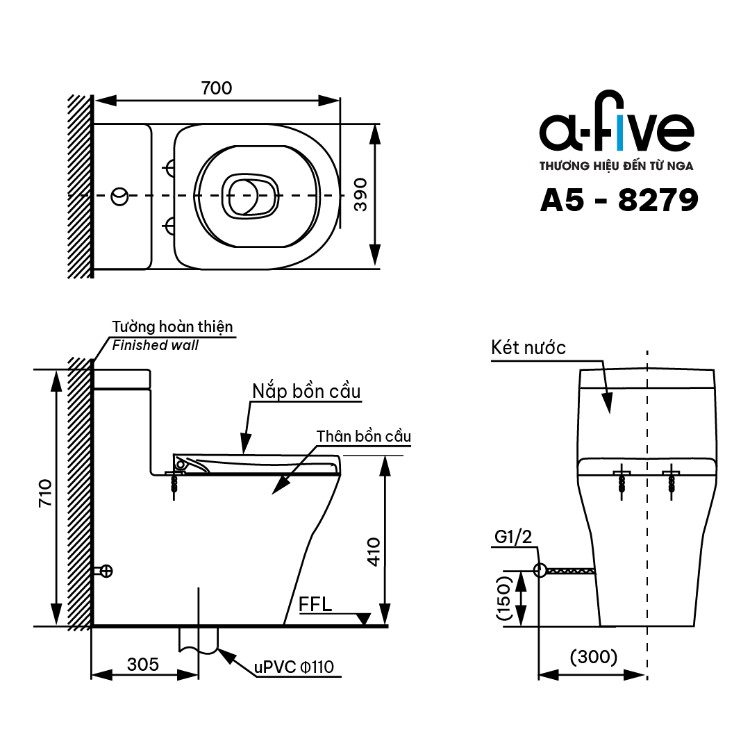 Thông Số Kỹ Thuật Bồn Cầu A5-8279