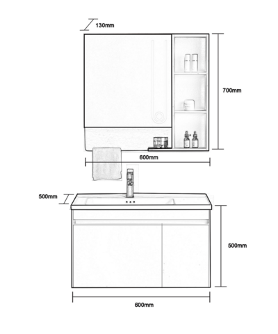 Tủ Chậu Treo Tường A5-500S