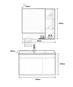 Tủ Chậu Treo Tường A5-500T