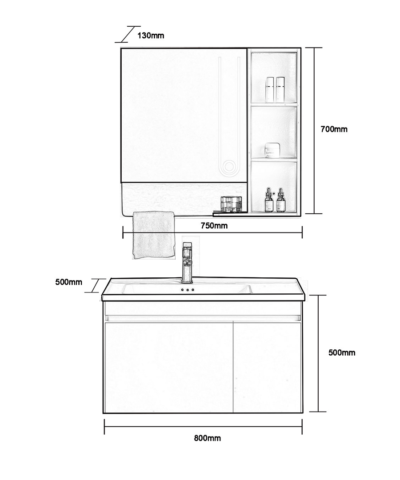 Tủ Chậu Treo Tường A5-500T