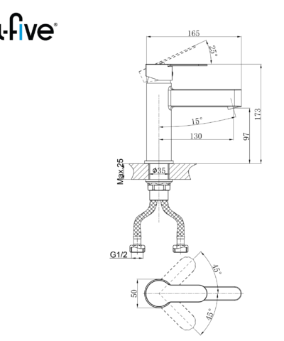Alternative view of Vòi lavabo A5-2021 A-Five – Thân thấp, tinh tế và bền bỉ