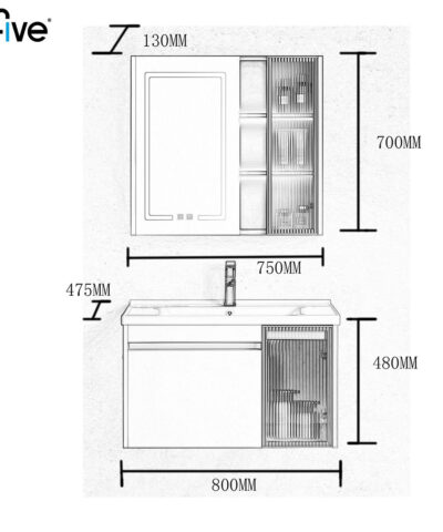 Alternative view of Tủ Chậu Treo Tường afive A5-602TV