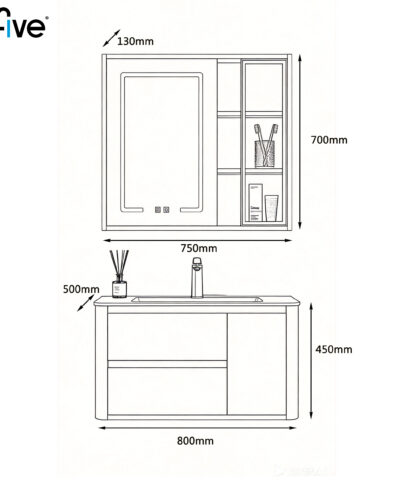 Alternative view of Bộ Tủ Chậu Treo Tường A-FIVE A5-701T
