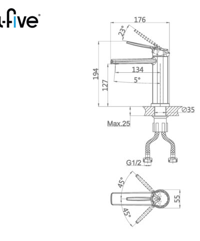 Alternative view of Vòi Lavabo Nóng Lạnh Hai Đường Nước A-FIVE A5-2621