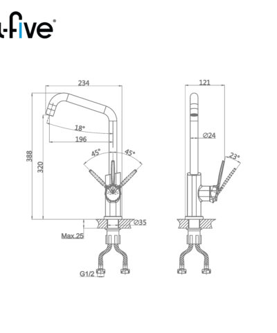 Alternative view of Vòi Rửa Bát Nóng Lạnh A-FIVE A5-2624